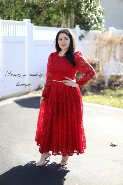 Red Lace Maxi Dress