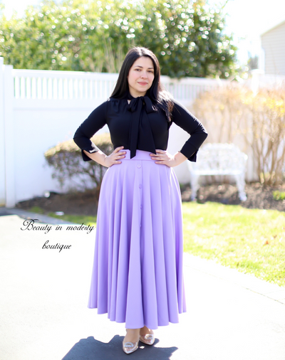 Lilac Buttons Maxi Skirt