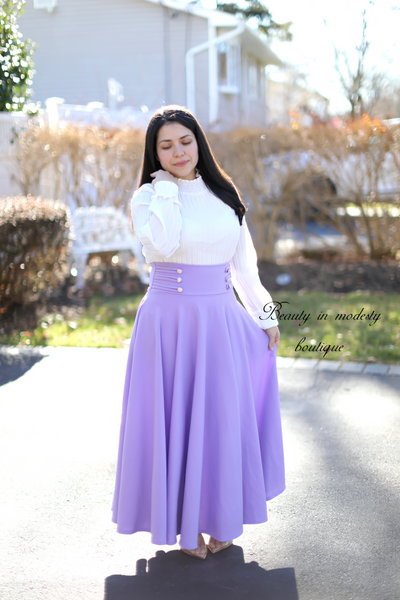 Lilac Buttons Maxi Skirt