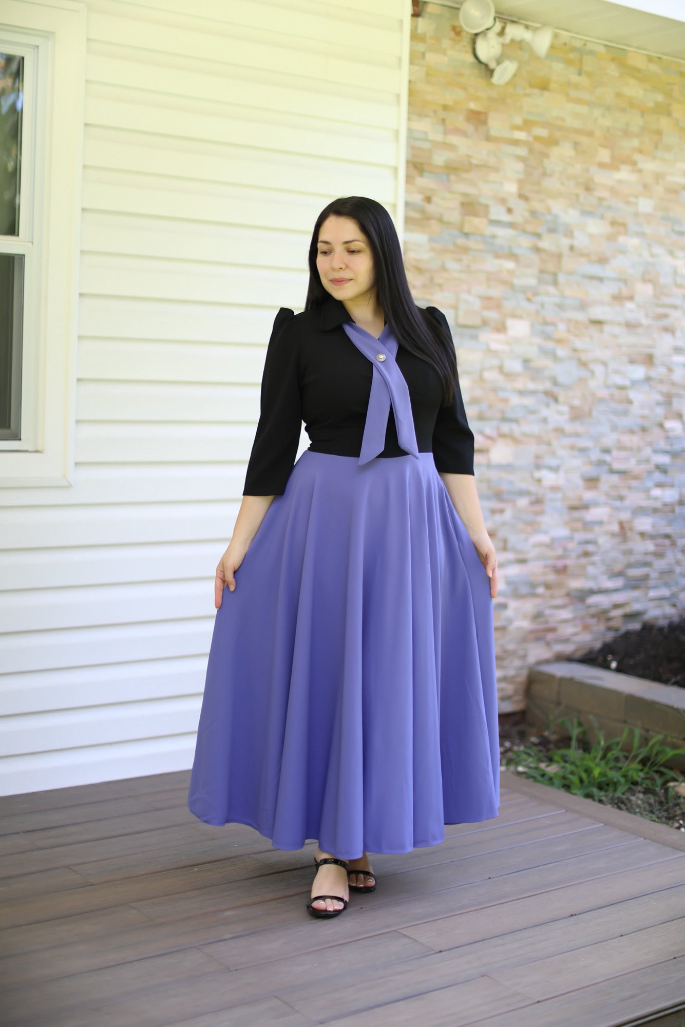 Black / Lavender Blue Tie Maxi Dress – Beauty In Modesty Boutique