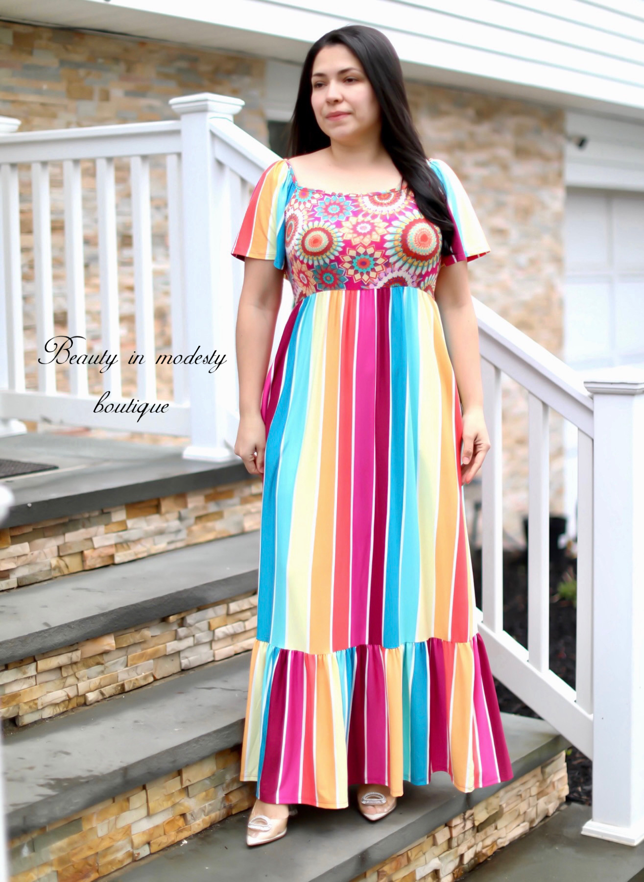 Rainbow Soft Maxi Dress
