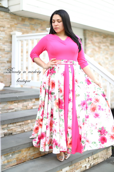 Anely Pink / Ivory  Maxi Dress