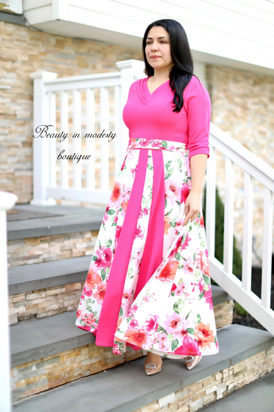 Anely Pink / Ivory  Maxi Dress