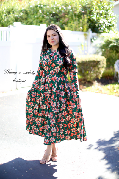 Eloise Green Floral Midi Dress