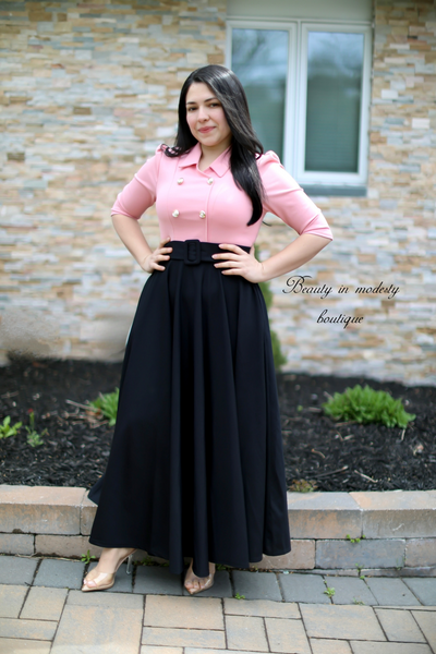 Alma Pale Rose / Black Maxi Dress