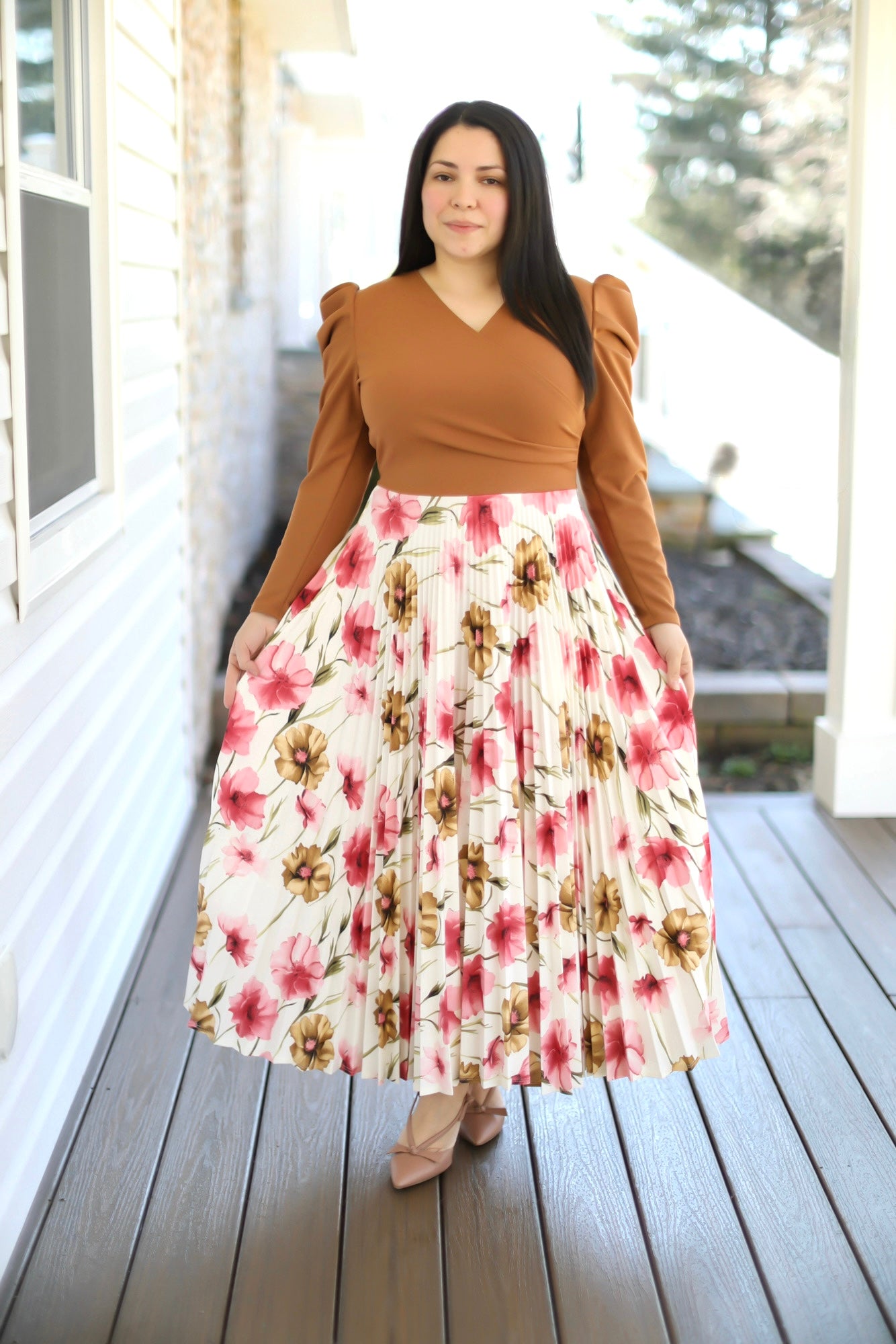 Brown / Floral Pleated Maxi Dress – Beauty In Modesty Boutique
