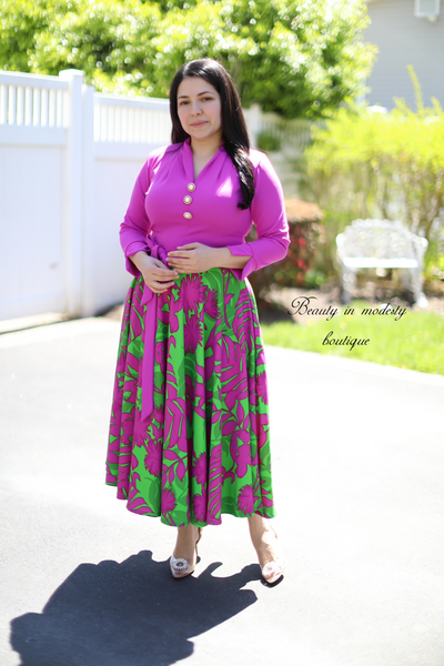 Ariella Purple / Green Midi Dress
