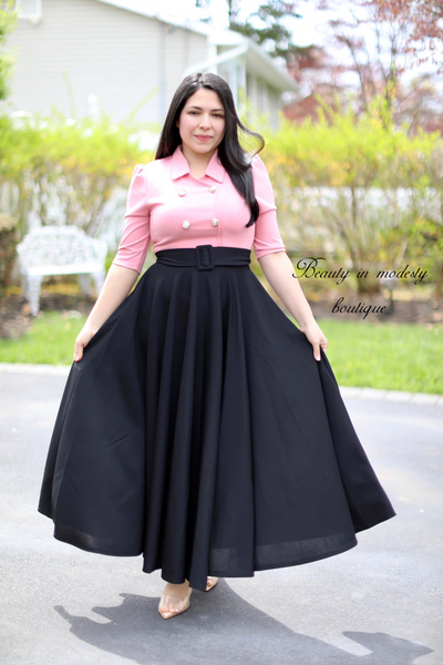 Alma Pale Rose / Black Maxi Dress
