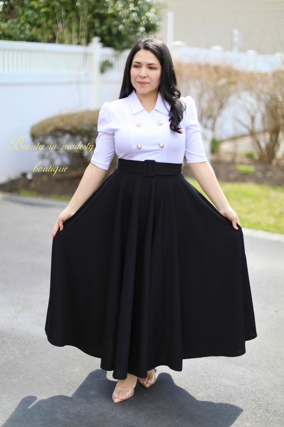 Alma White & Black Maxi Dress