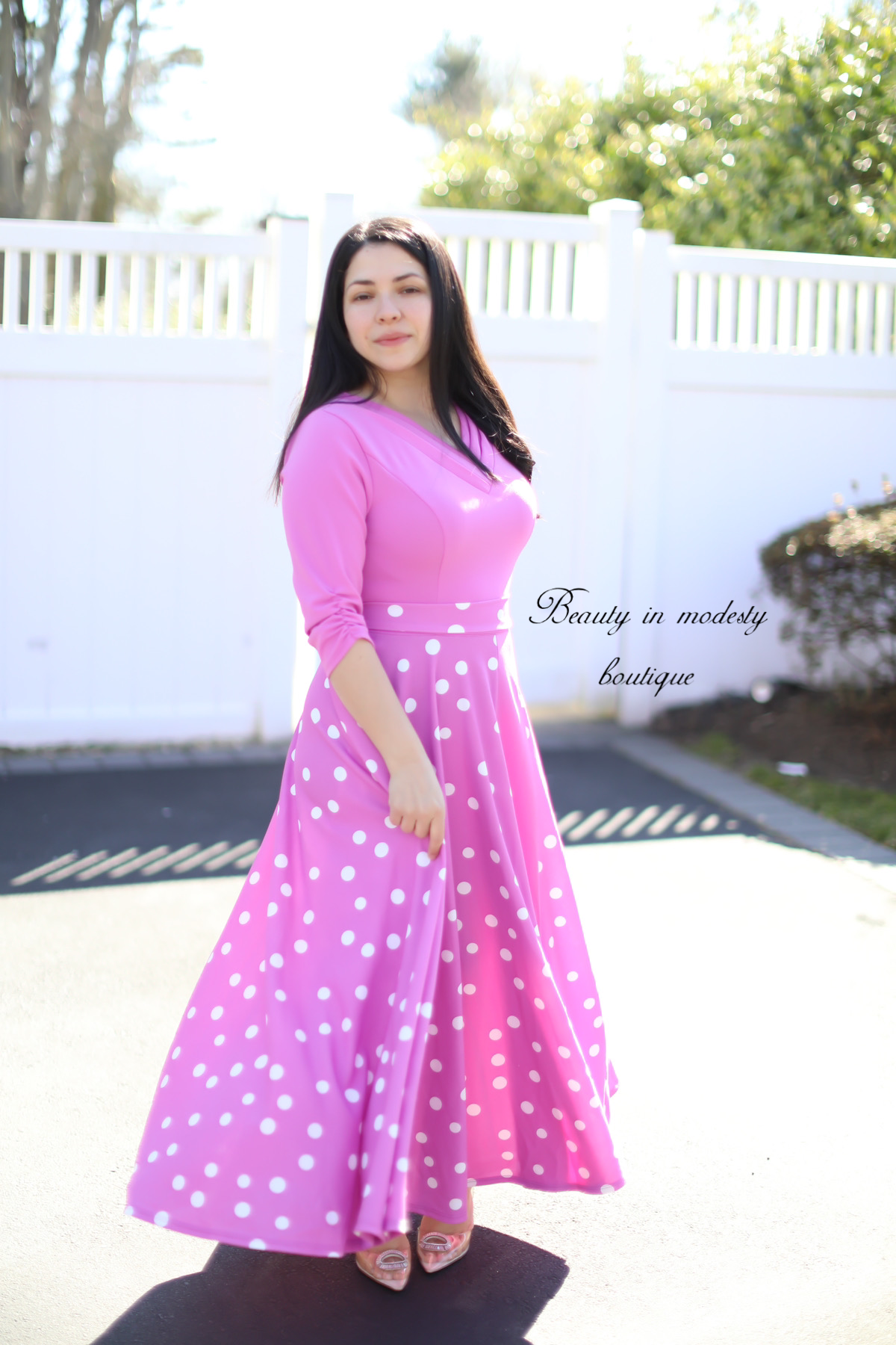 Polka Dots Pink Maxi Dress