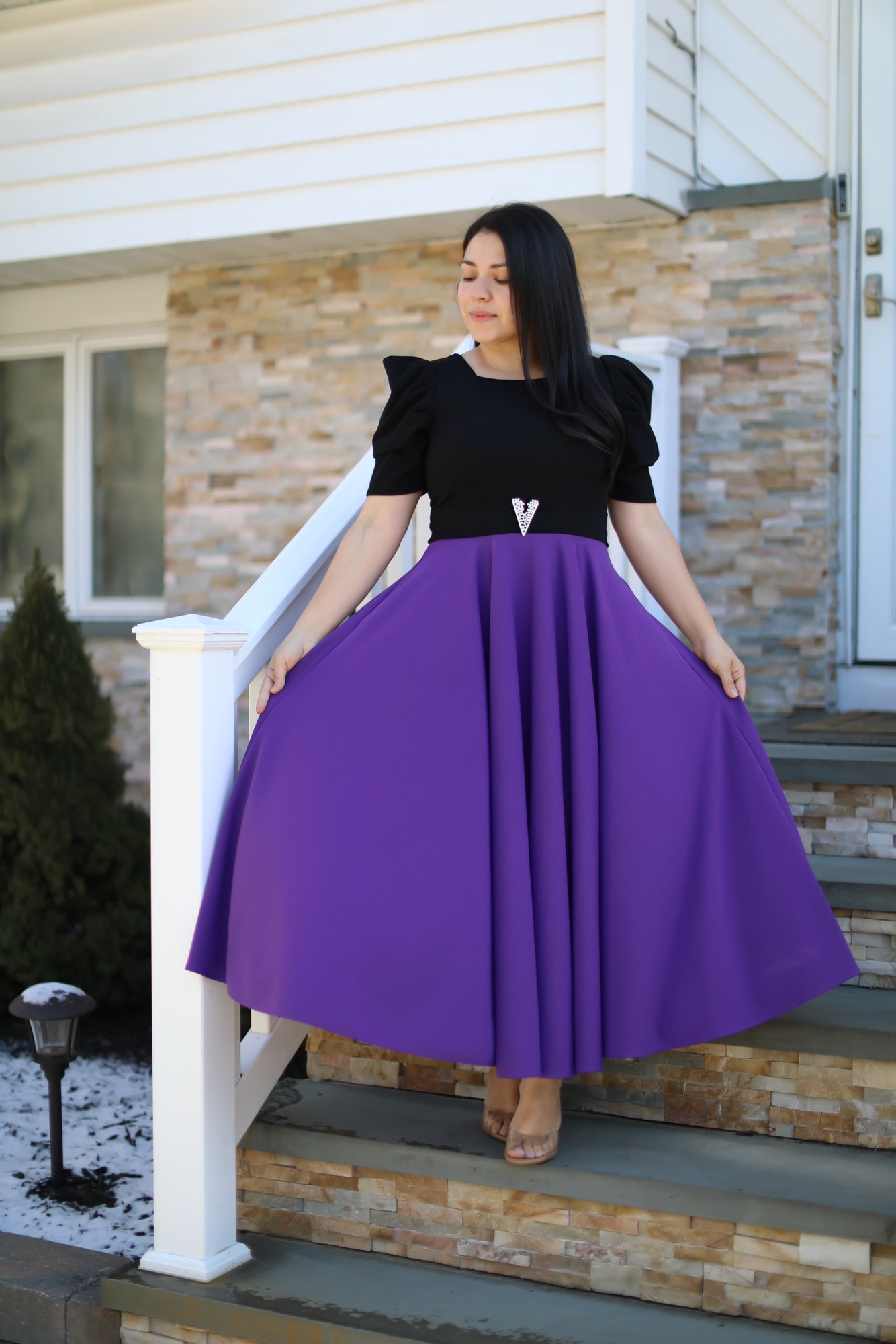 Sheika Black / Purple Maxi Dress