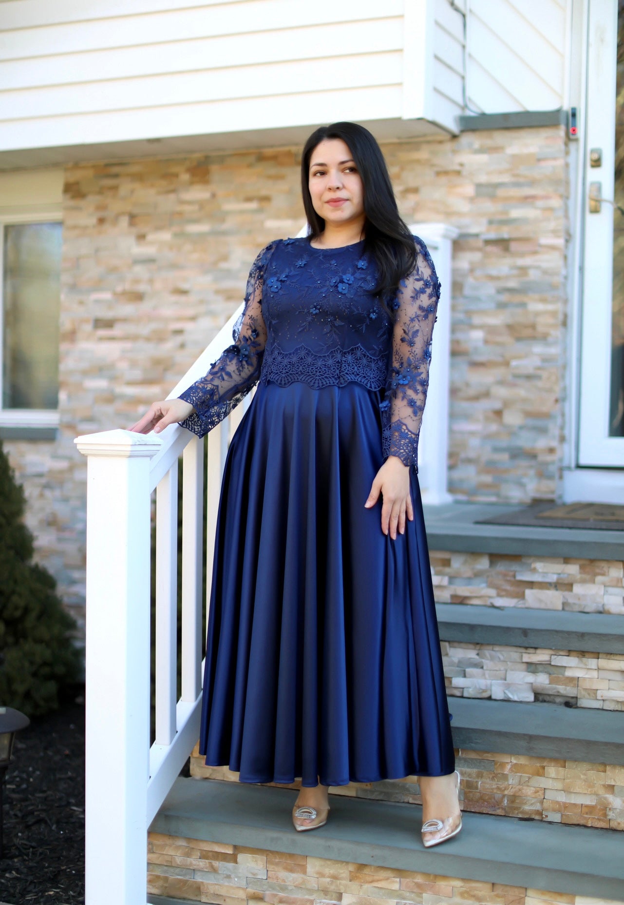 Regina Navy Lace Maxi Dress