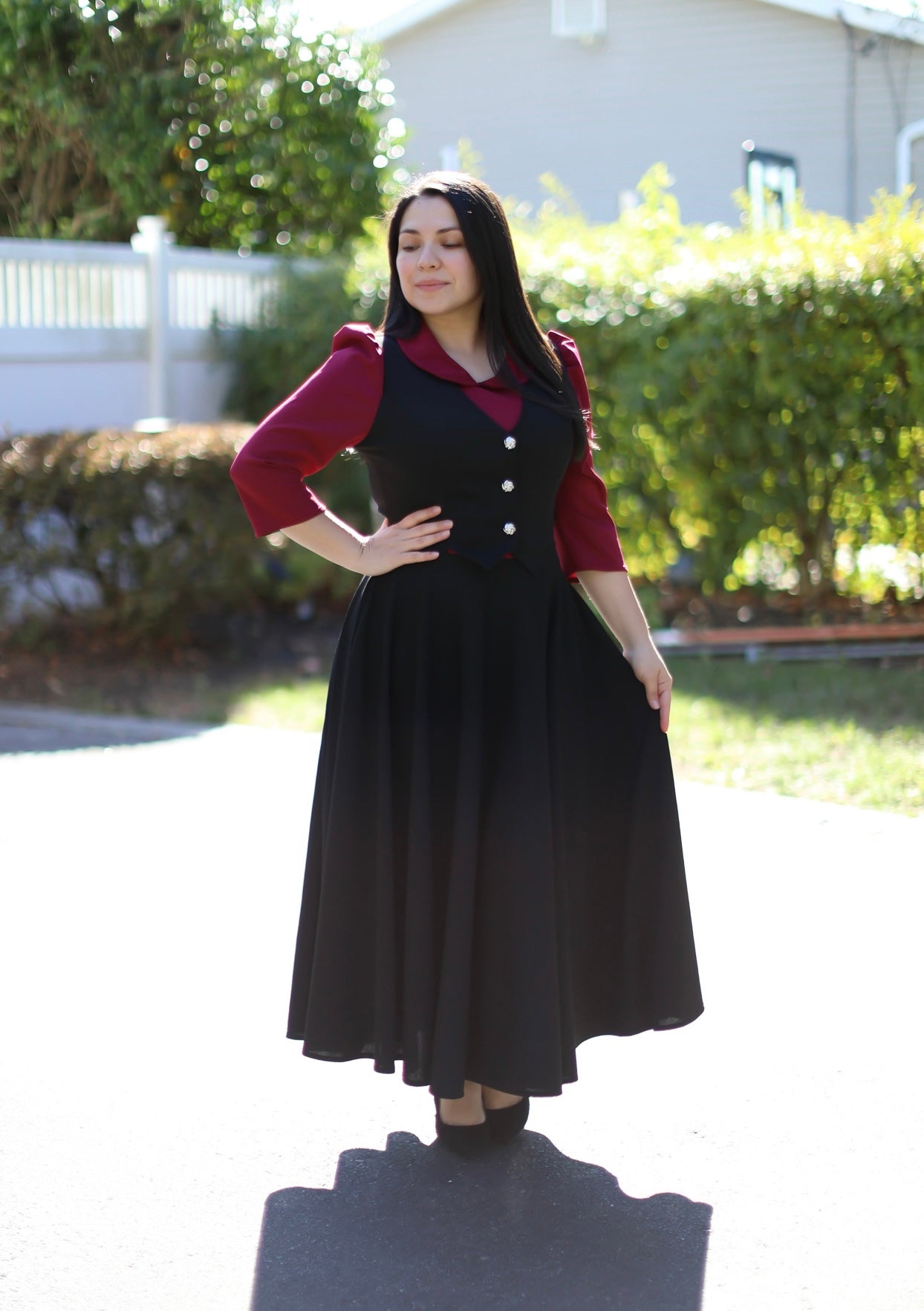 Burgundy Black Overall Maxi Dress