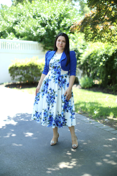 Royal Floral Midi Dress