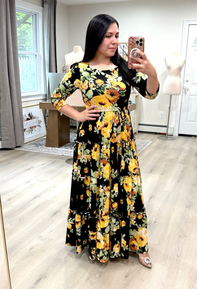 Soft Fabric Black Maxi Dress