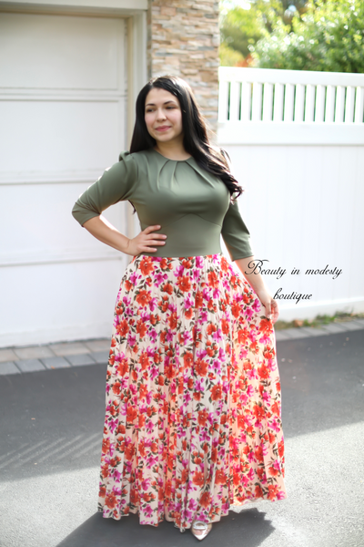 Lilibeth Green-Ivory Floral Maxi Dress