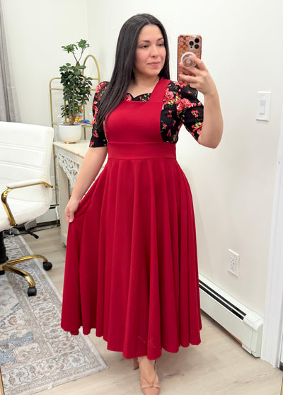 Red Overall Maxi Dress