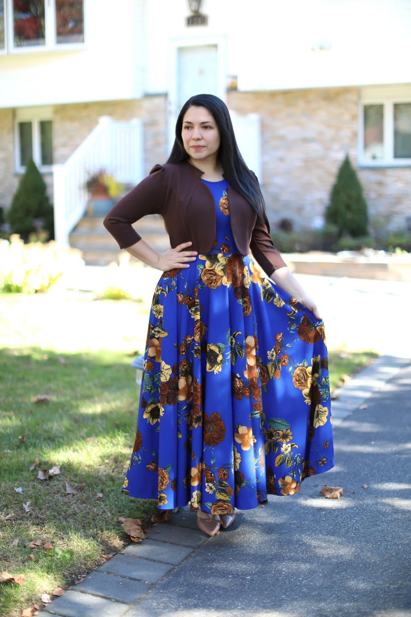 Kendra Brown Blue Maxi Dress