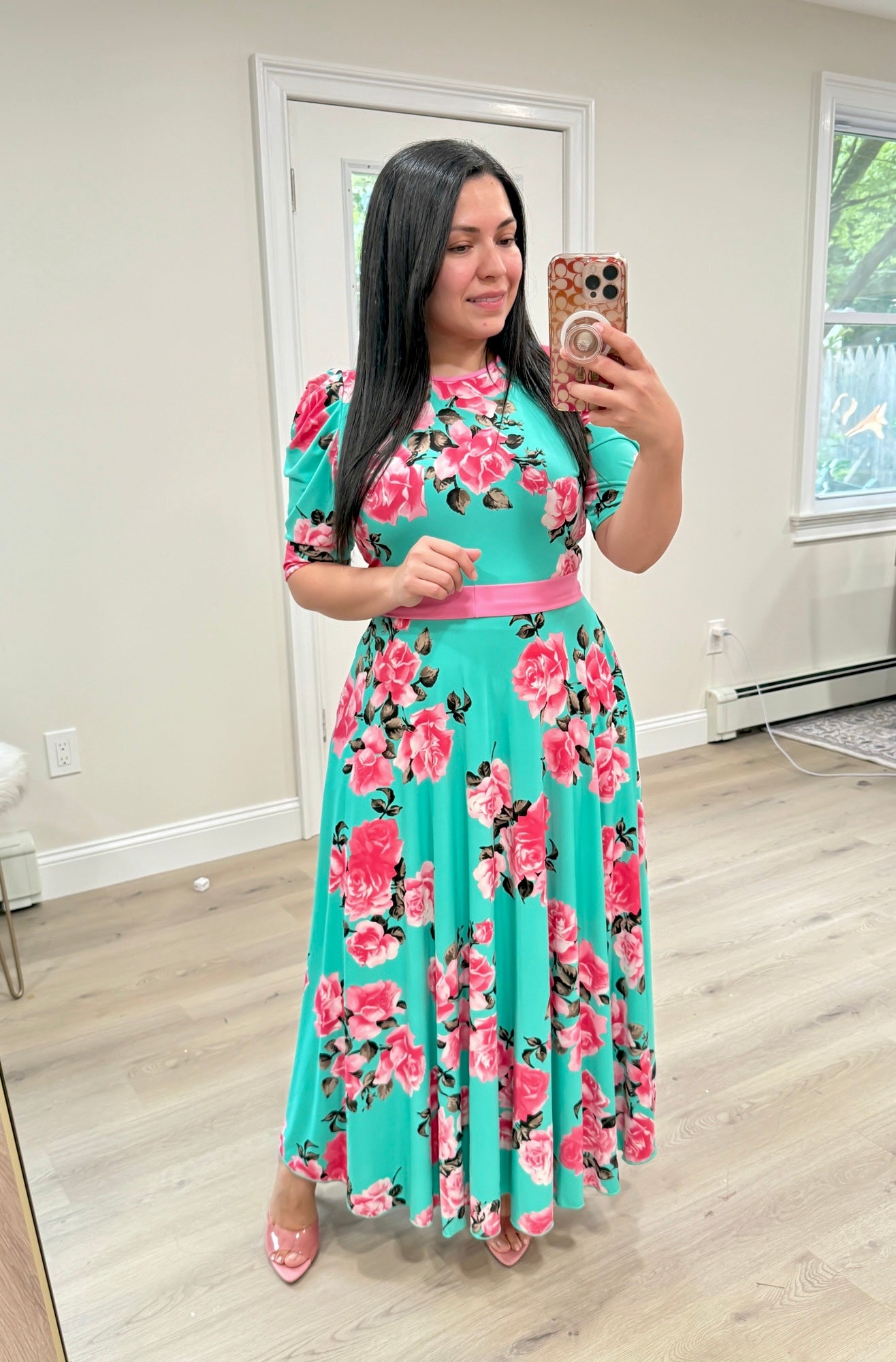 Jersey Mint Floral Maxi Dress