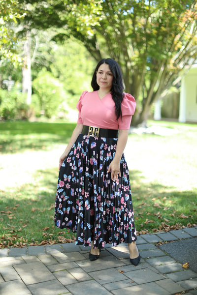 Sammy Pink Pleated Maxi Dress