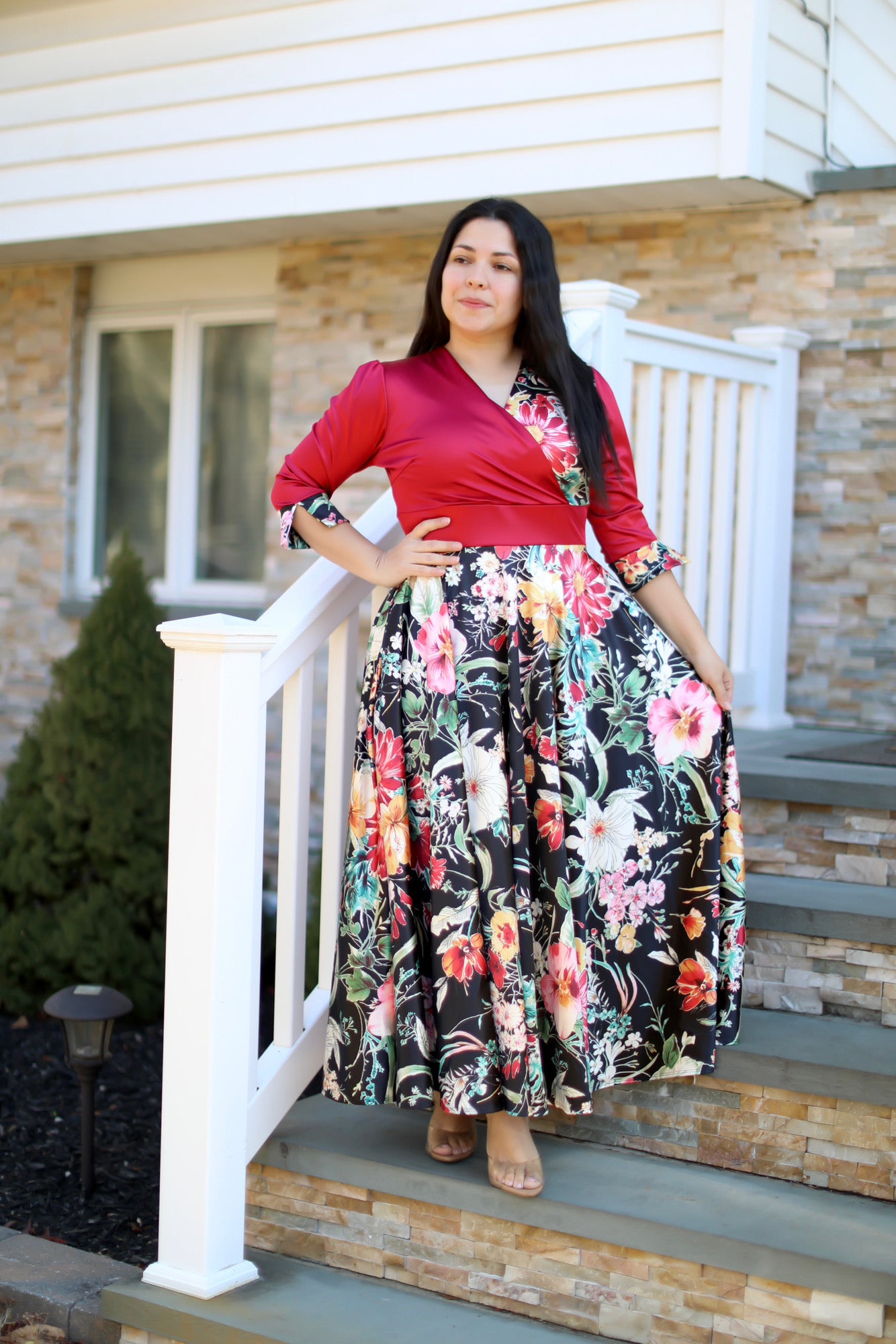 Cloe Floral Red Maxi Dress