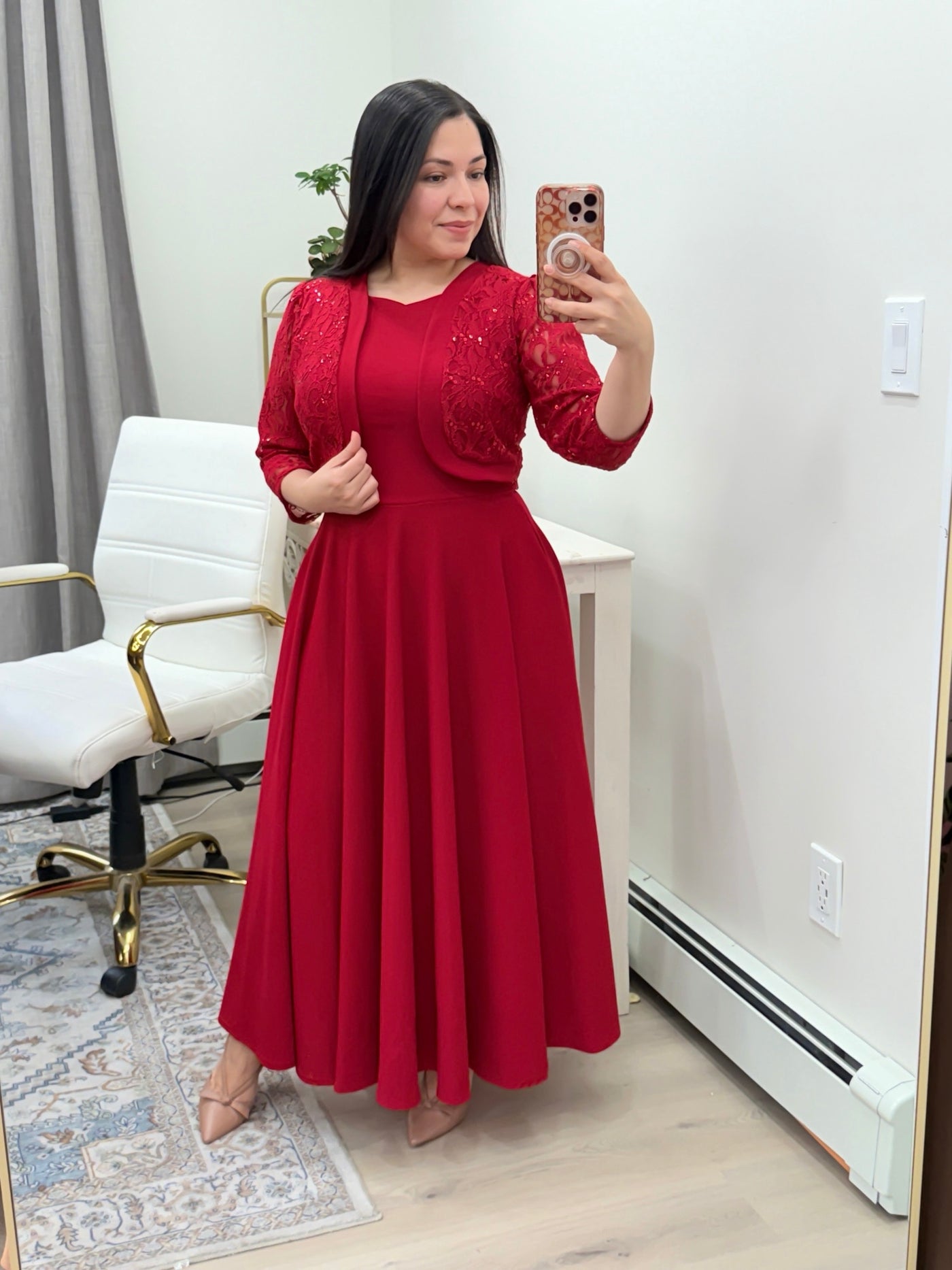 Red Lace Maxi Dress
