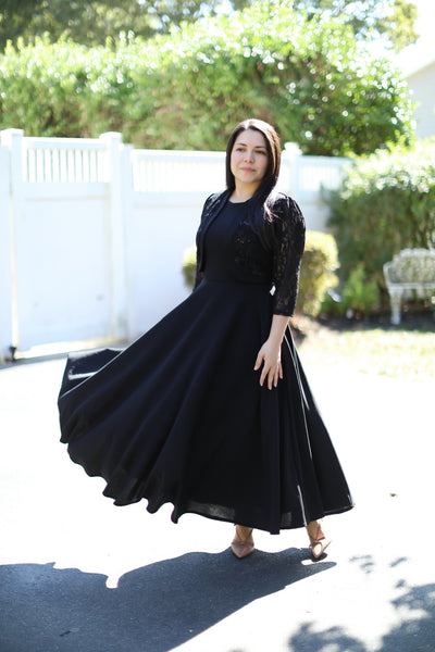 Black Blazer Lace Maxi Dress
