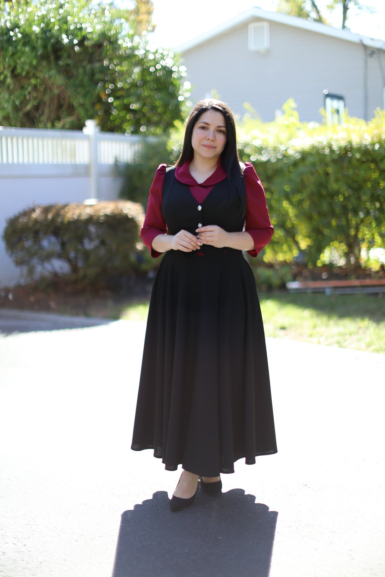 Burgundy Black Overall Maxi Dress
