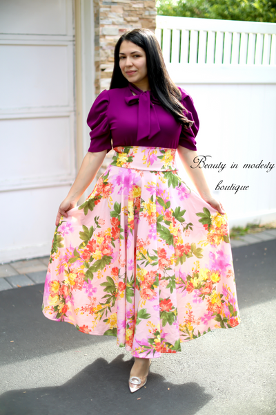 Pink Floral Maxi Skirt
