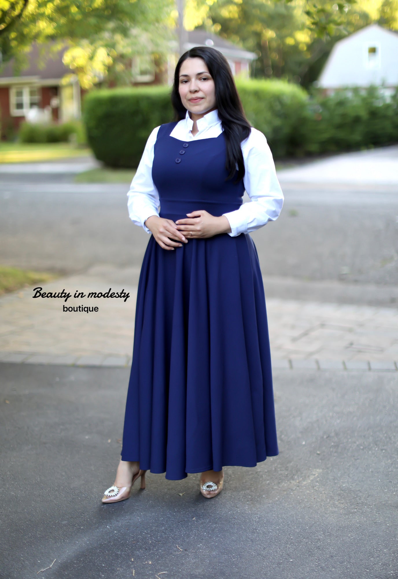 Deborah Navy Jumper Overall Maxi Dress