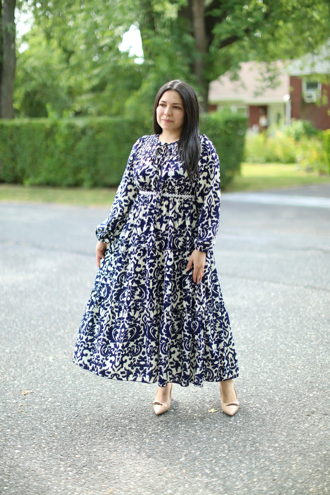 Keny Blue & White Maxi Dress