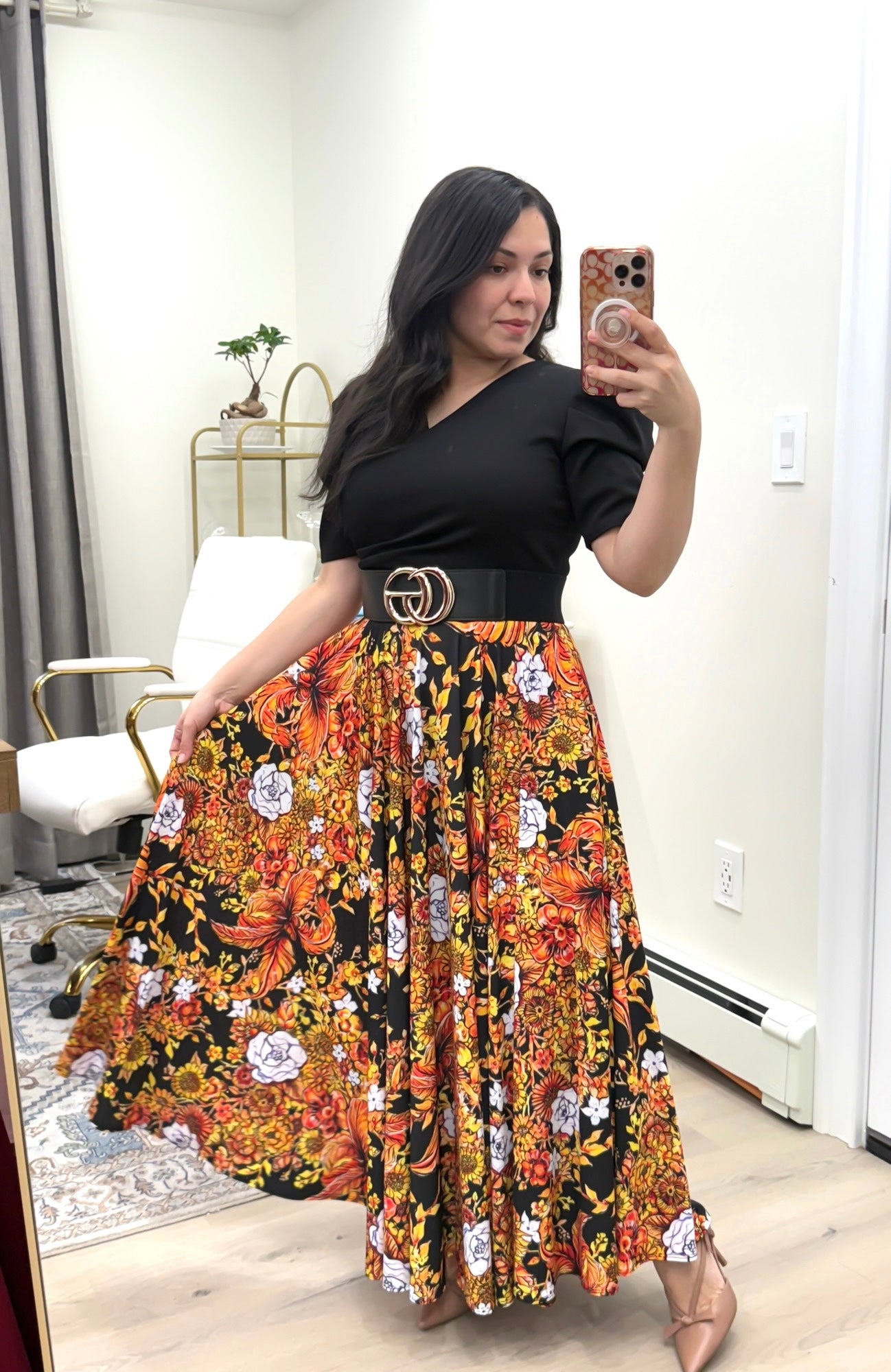 Ivanka Black Floral Maxi Dress
