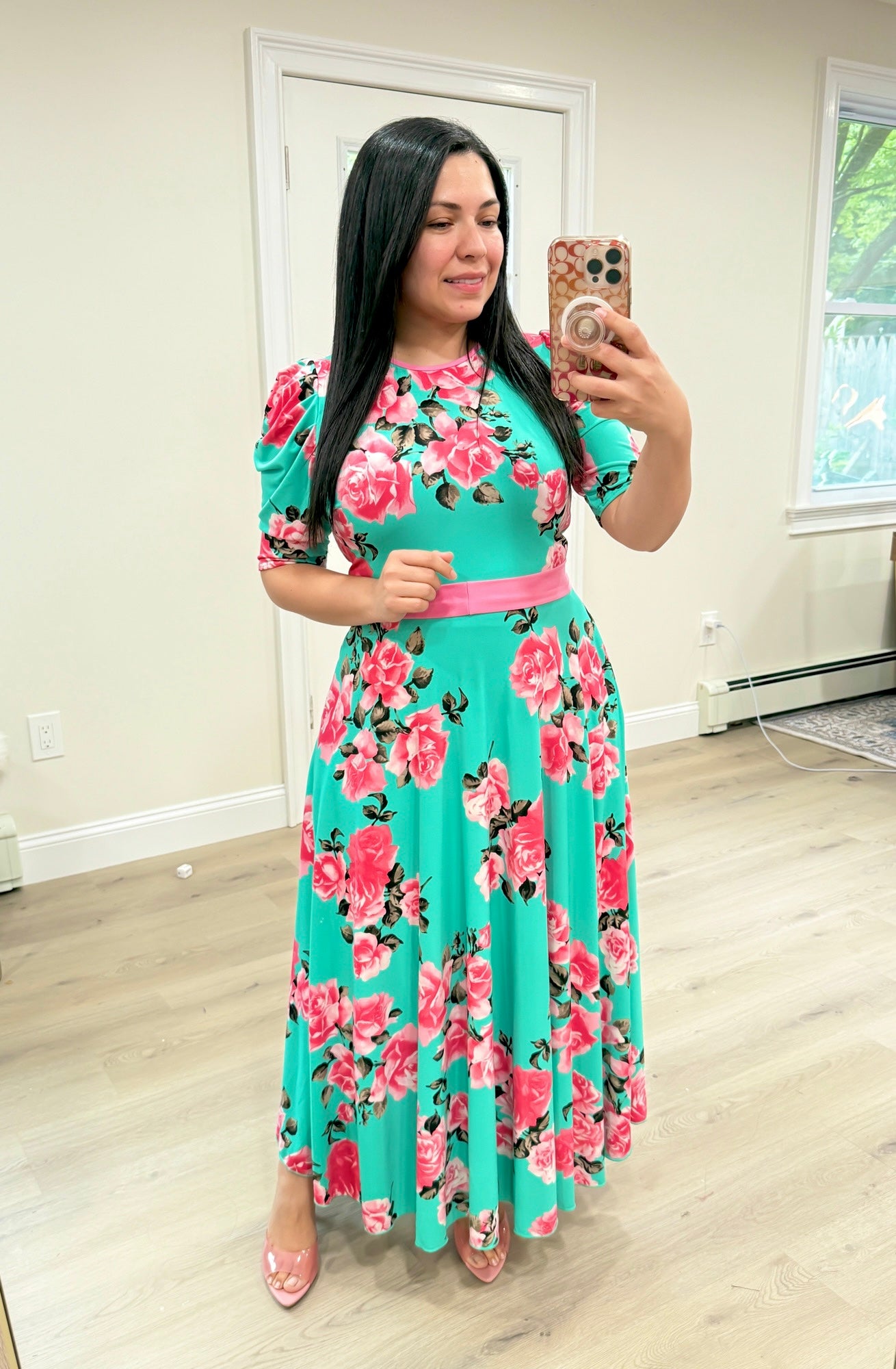 Jersey Mint Floral Maxi Dress