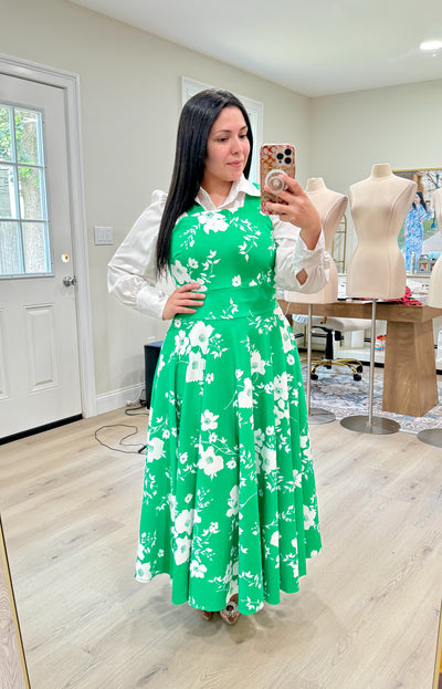Green White Jumper Maxi Dress