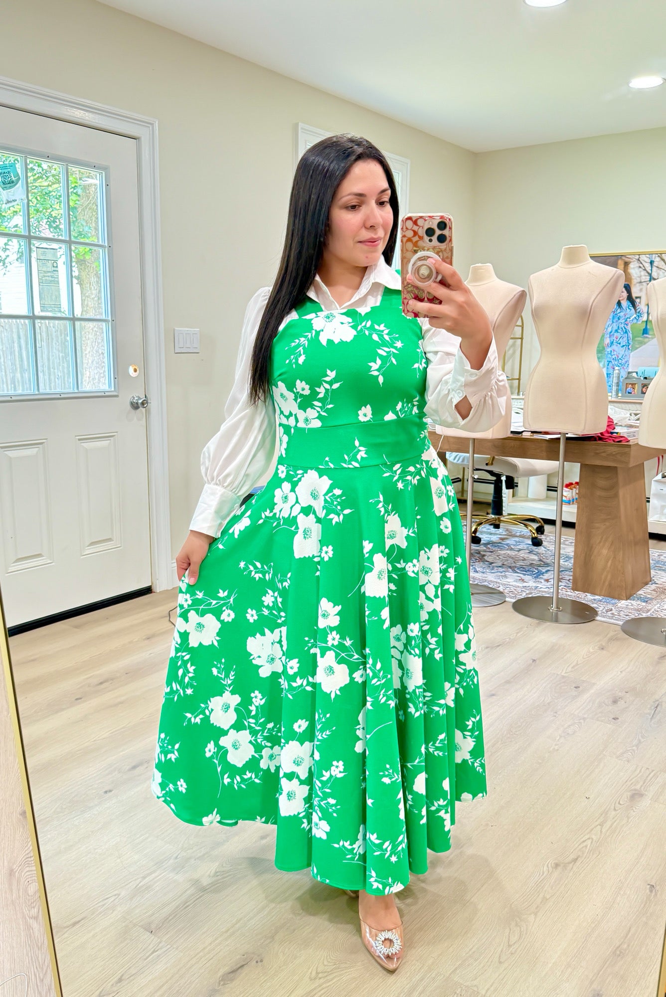 Green White Jumper Maxi Dress