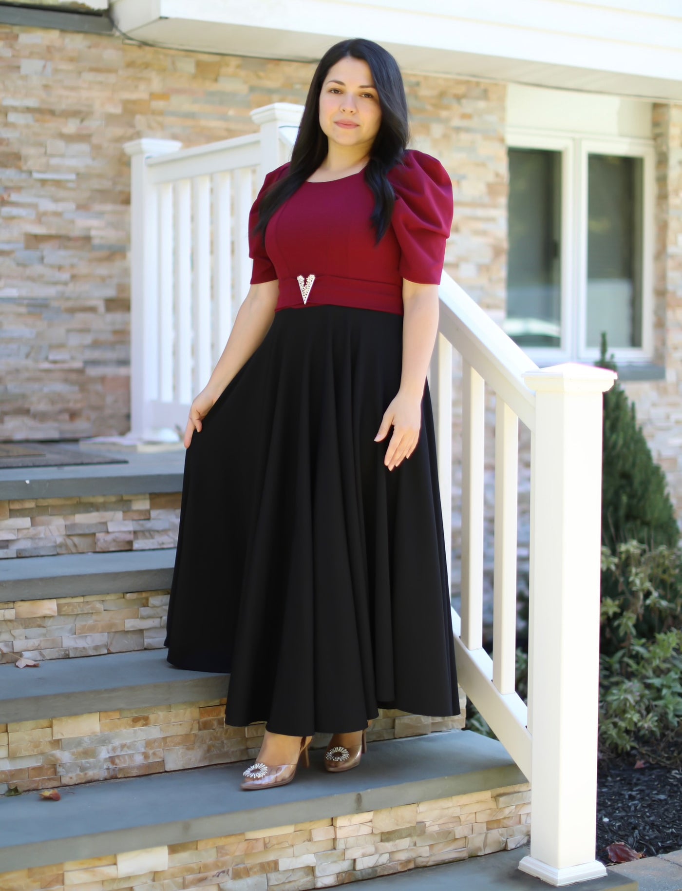 Sheika Burgundy / Black Maxi Dress