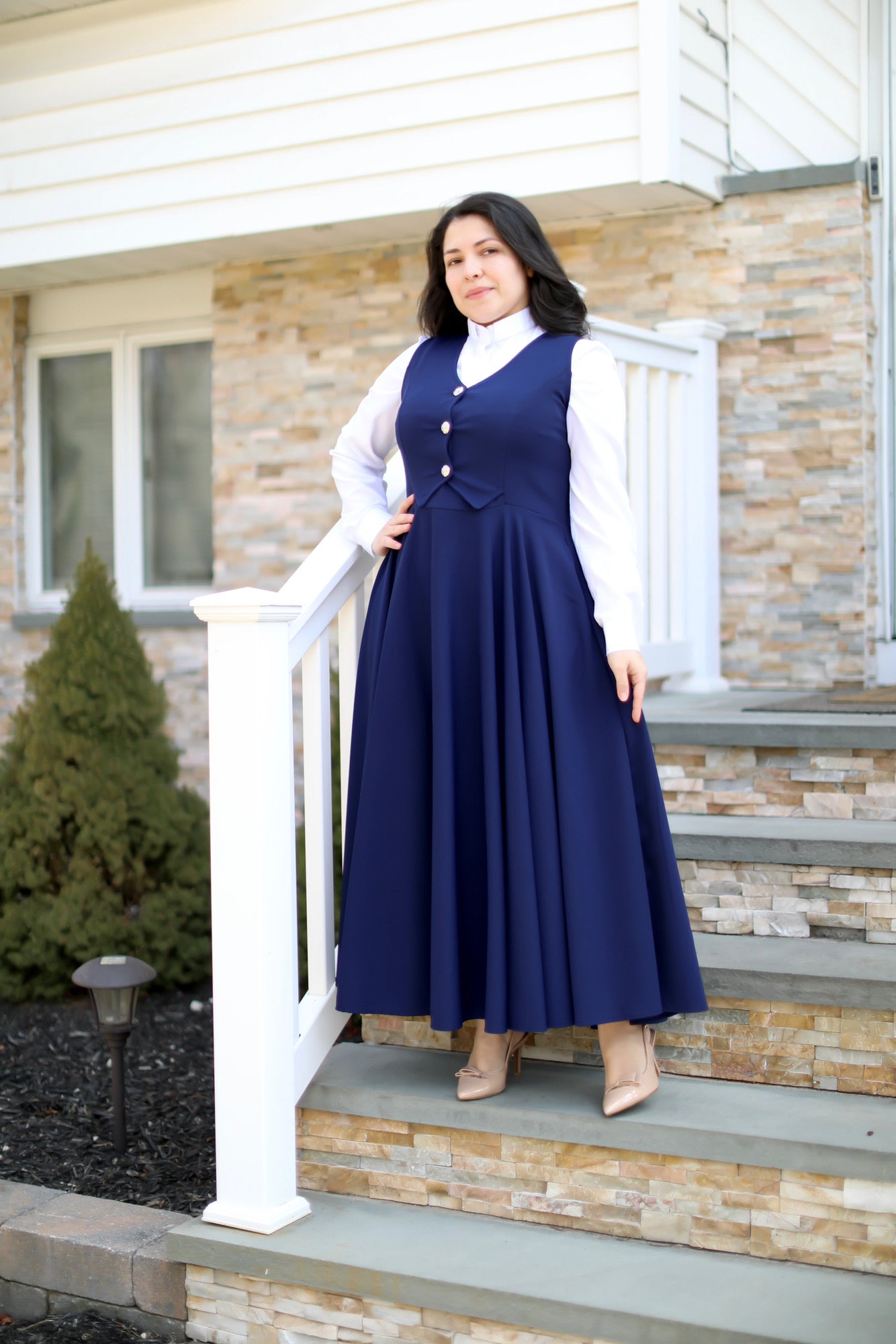 Navy Jumper Vest  Dress