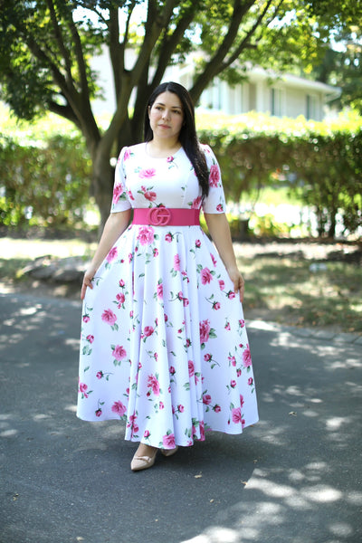 Catalina Fuscia Roses Maxi Dress