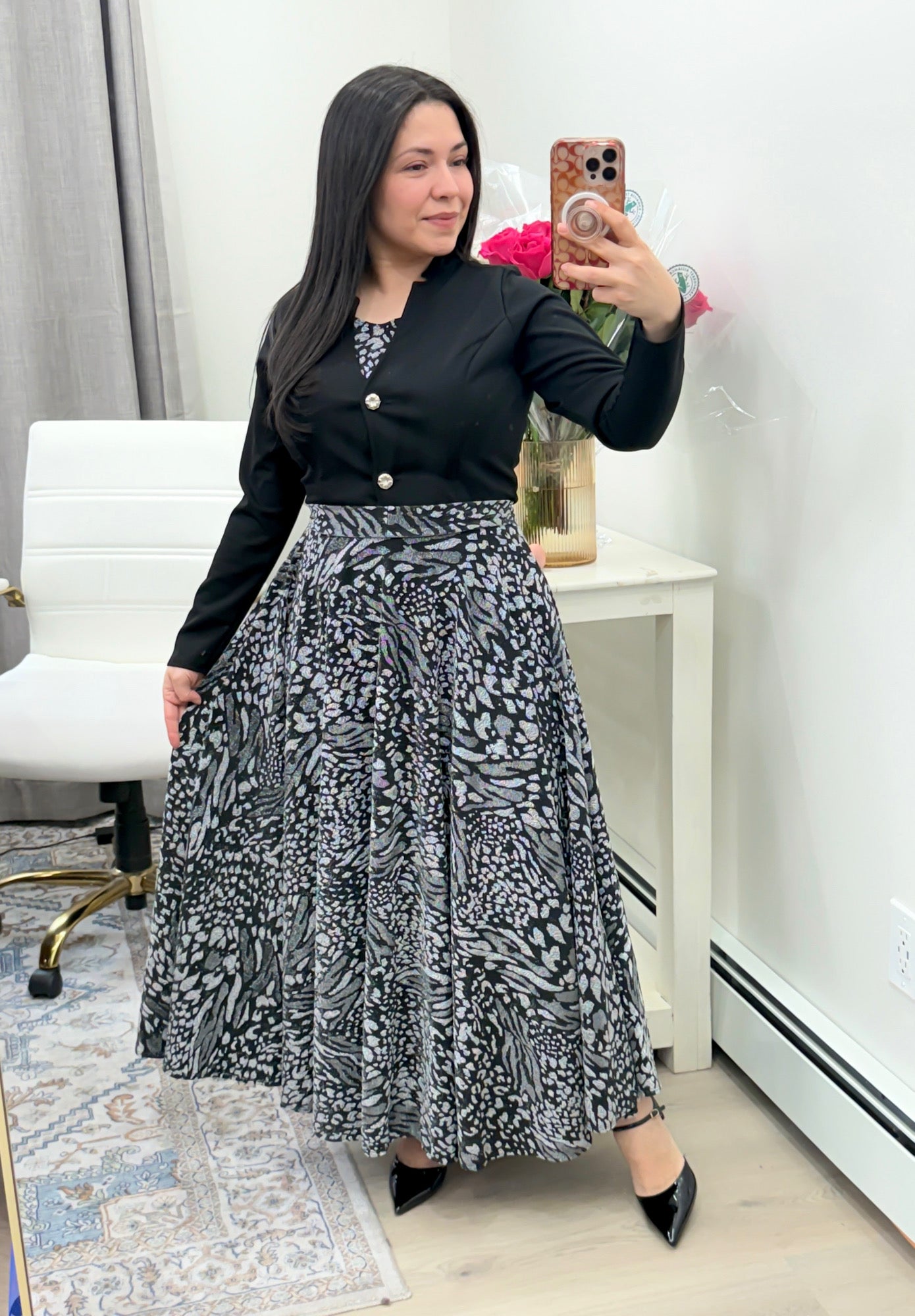 Silver Black Maxi Dress