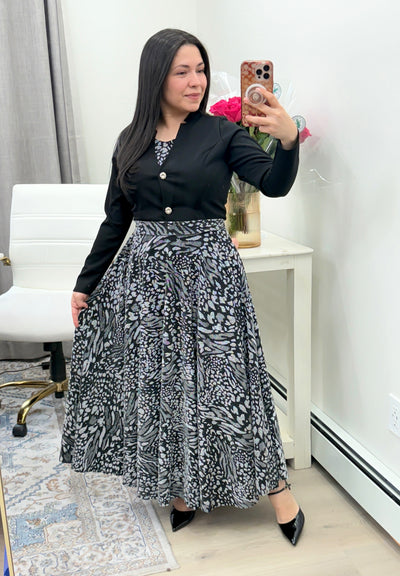 Silver Black Maxi Dress