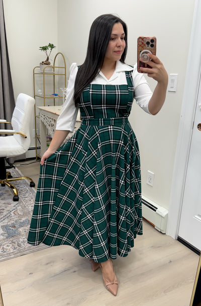 Green White Overall Maxi Dress