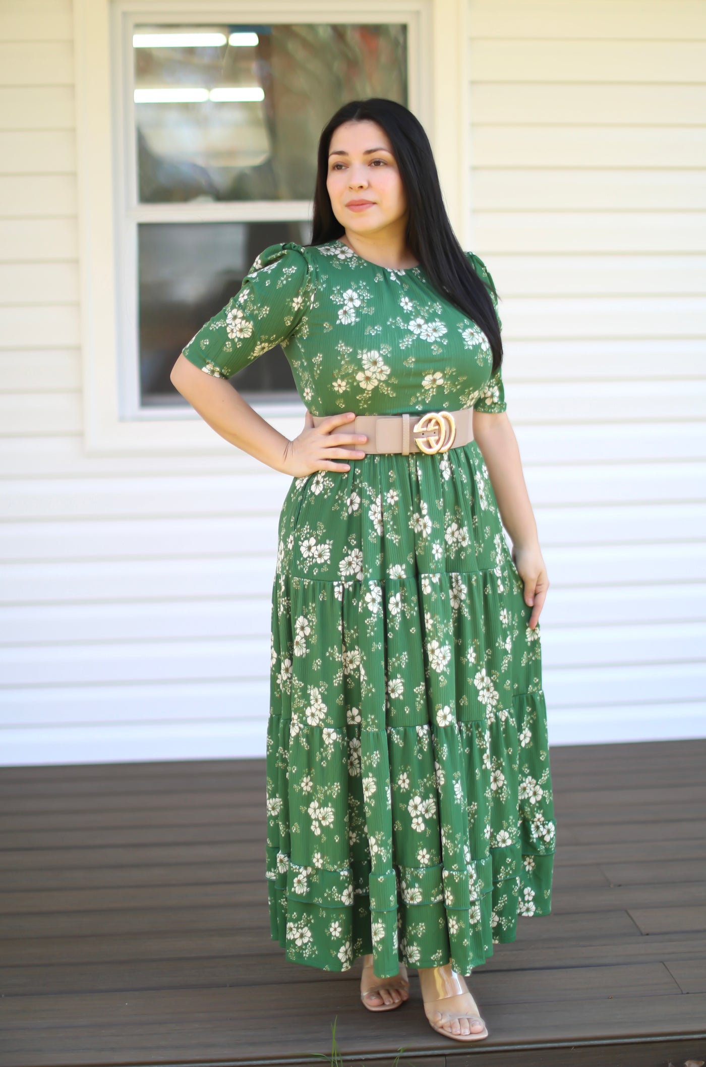 Soft Green Floral Maxi Dress