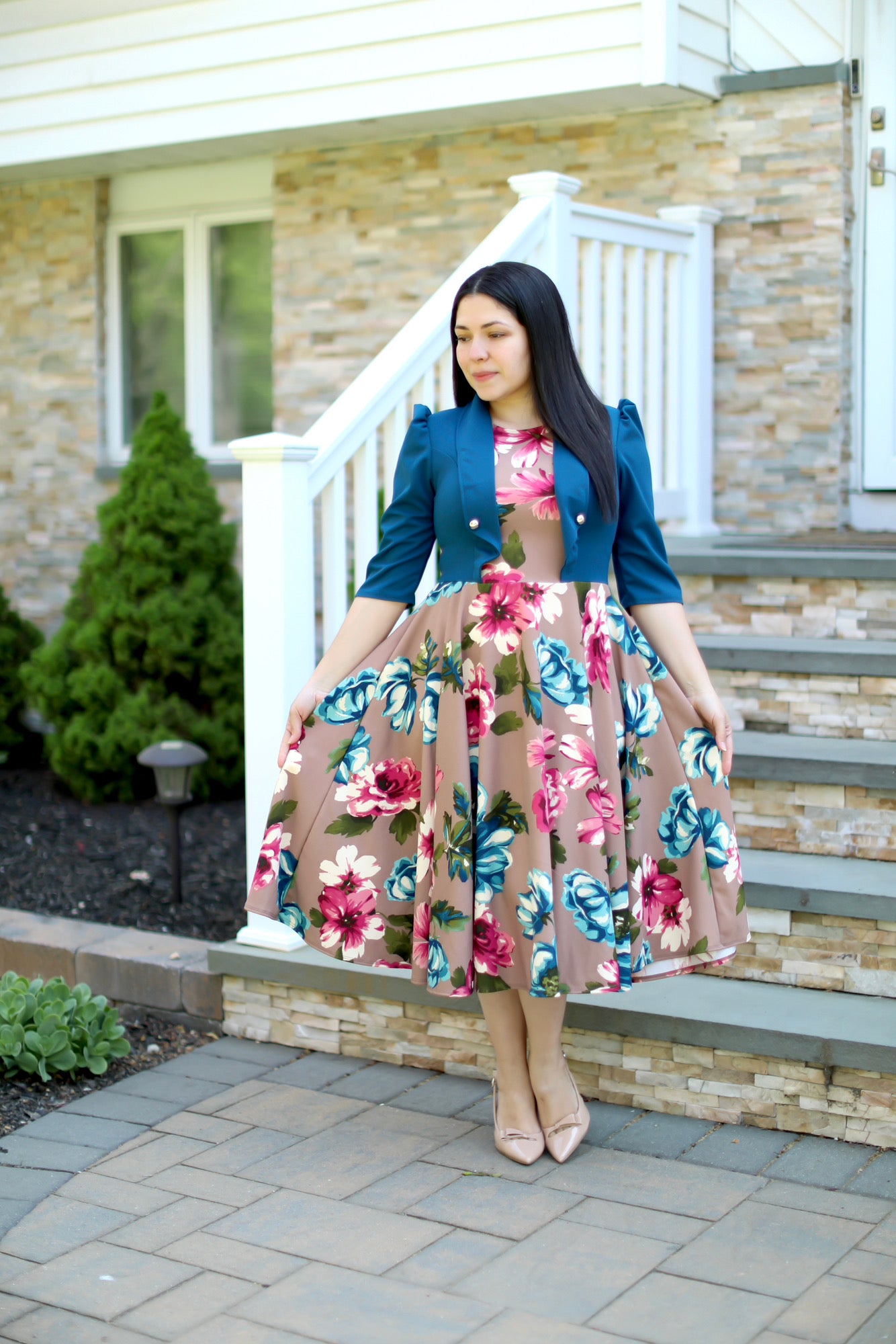 Adeline Teal Midi Dress