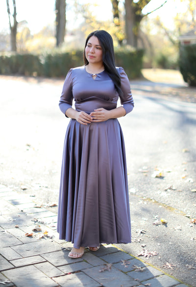 Nora Deep Violet Satin Maxi Dress