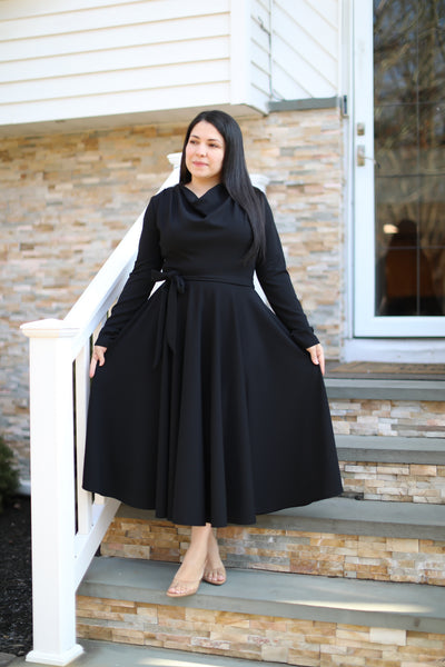 Eloise Black Midi Dress