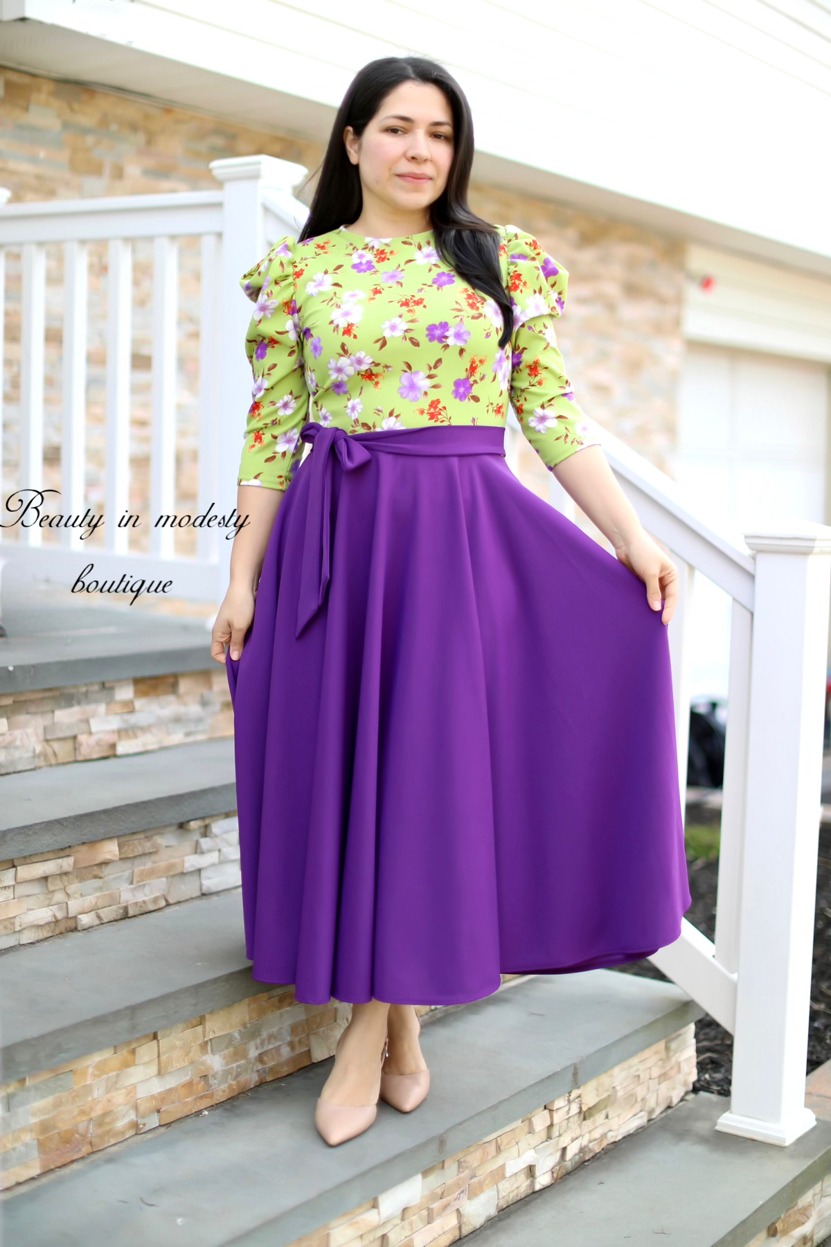Liss Green / Purple Midi Dress