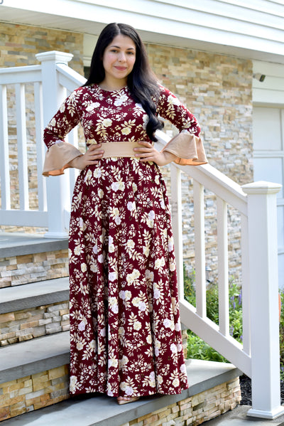 Camelia Burgundy Maxi Dress