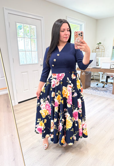 Elaine Navy Maxi Dress