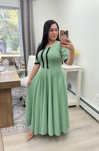 Green Little Lace Maxi Dress