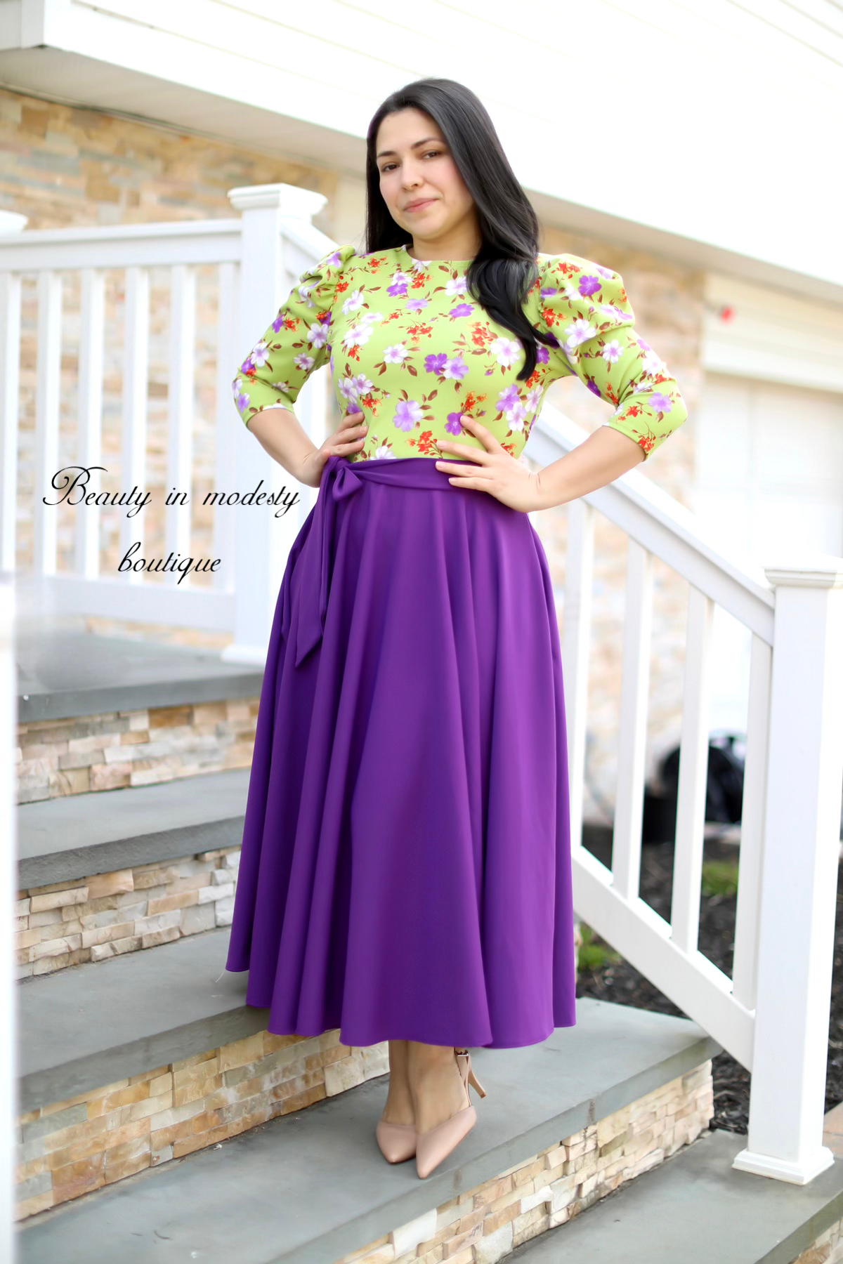 Liss Green / Purple Midi Dress
